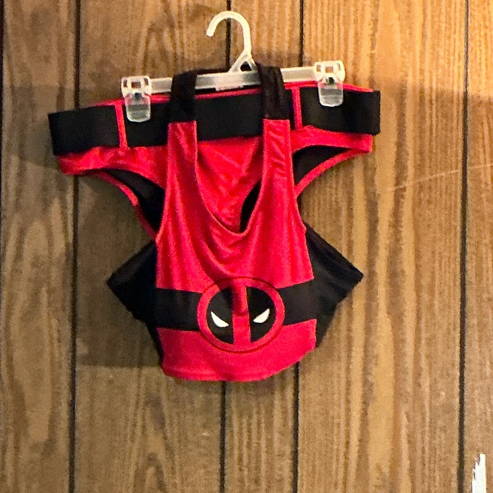 Marvel Red and Black Superhero Deadpool 2 Piece Bathing Suit Size XL